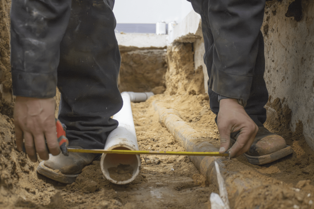 Befort Expert Technician re-piping a broken sewer line